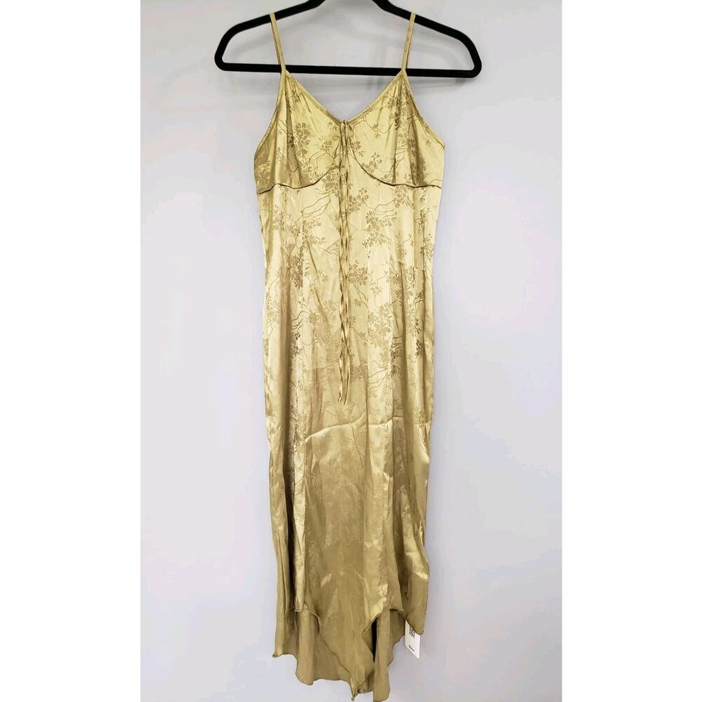 NEW Romwe Dress Fairycore Whimsigoth Green Floral‎ Sleeveless Slip Dress y2k